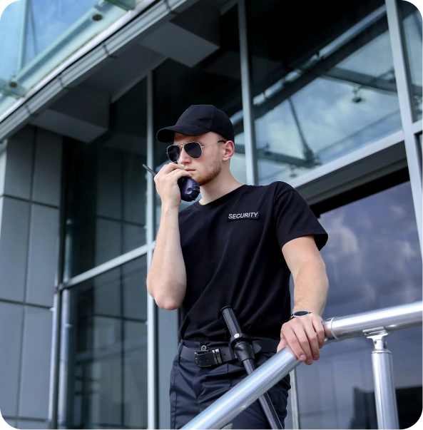 SIA-licensed Intraguard security officer on radio patrol