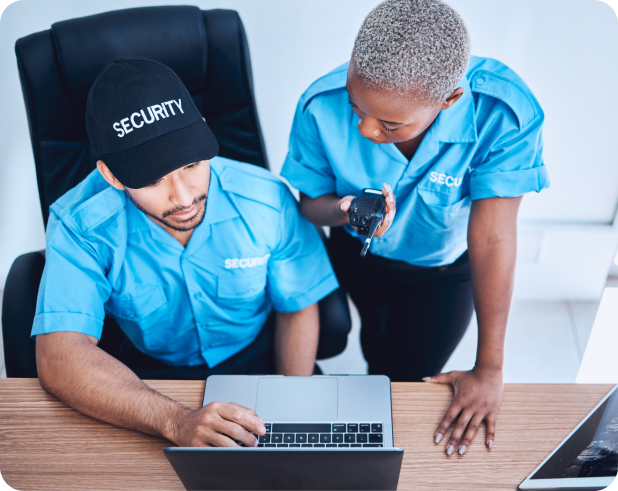 Facilities management team working in a commercial office space