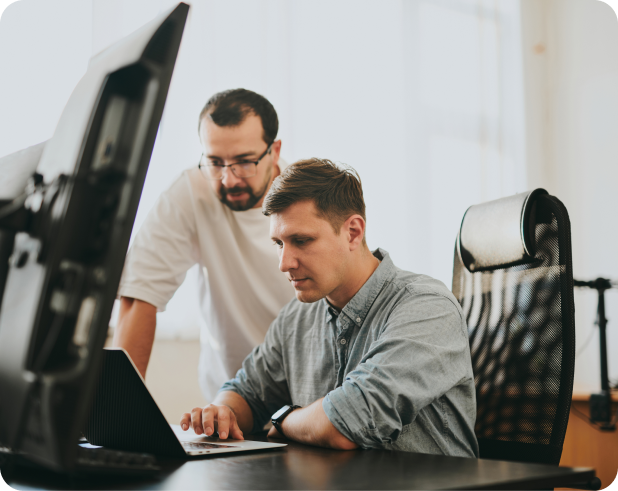 Facilities management team working in a commercial office space