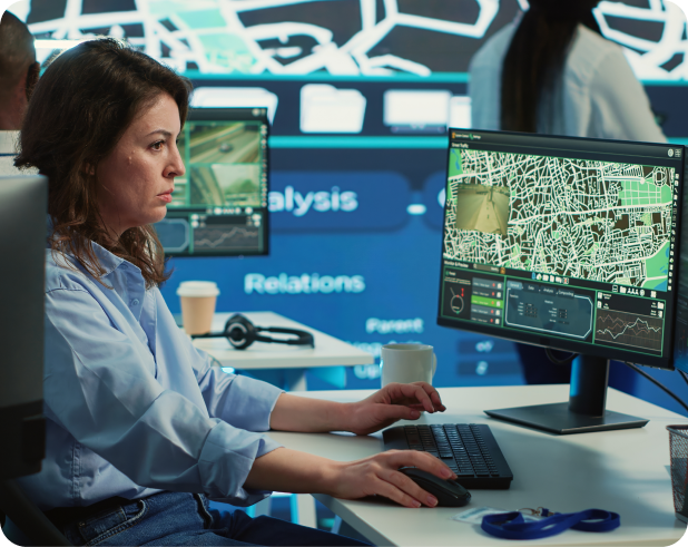 Facilities management team working in a commercial office space