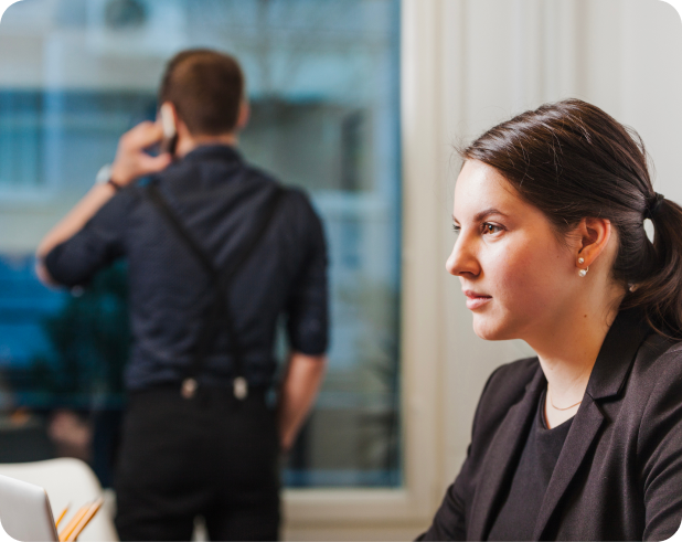 Facilities management team working in a commercial office space