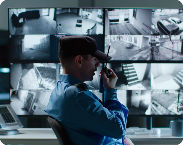Facilities management team working in a commercial office space