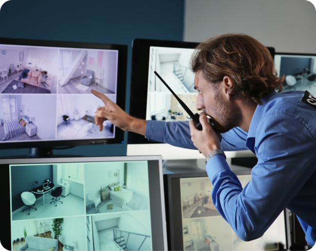 Facilities management team working in a commercial office space