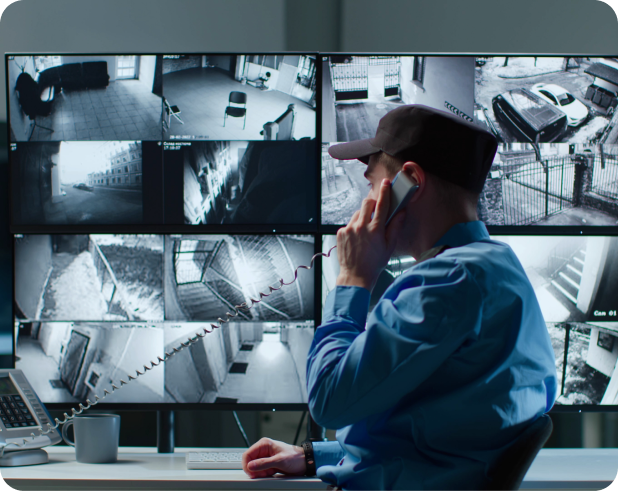 Facilities management team working in a commercial office space