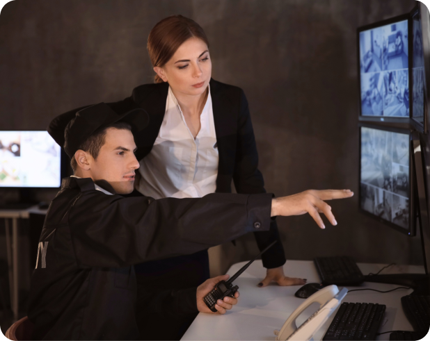 Facilities management team working in a commercial office space