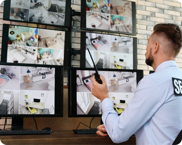 Facilities management team working in a commercial office space