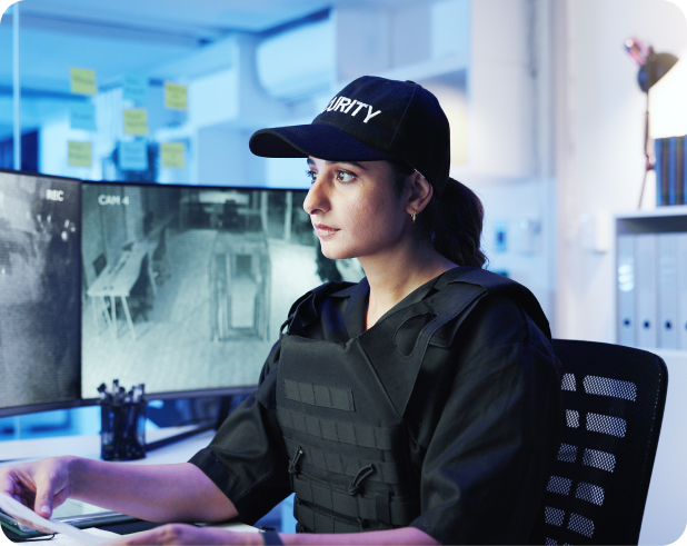 Facilities management team working in a commercial office space