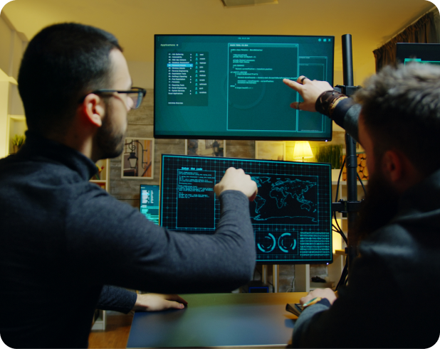 Facilities management team working in a commercial office space