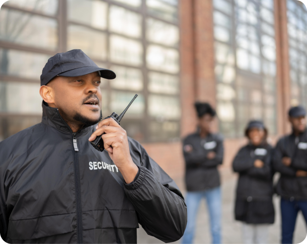 Facilities management team working in a commercial office space