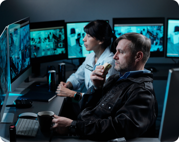 Facilities management team working in a commercial office space