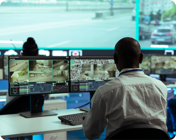 Facilities management team working in a commercial office space