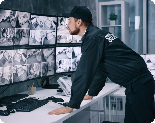 Facilities management team working in a commercial office space