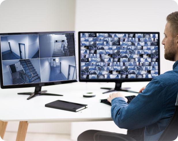 Facilities management team working in a commercial office space