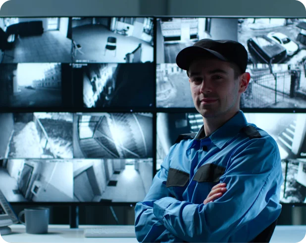 Facilities management team working in a commercial office space