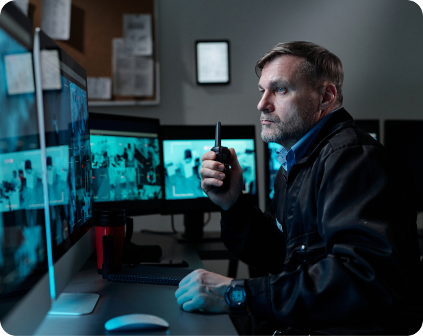 Facilities management team working in a commercial office space