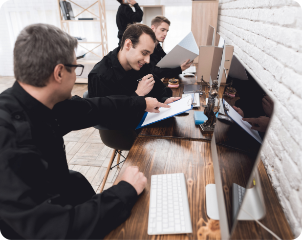 Facilities management team working in a commercial office space