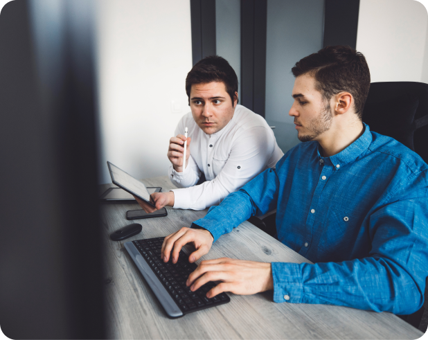 Facilities management team working in a commercial office space