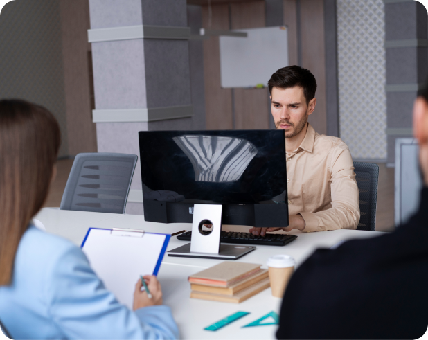 Facilities management team working in a commercial office space