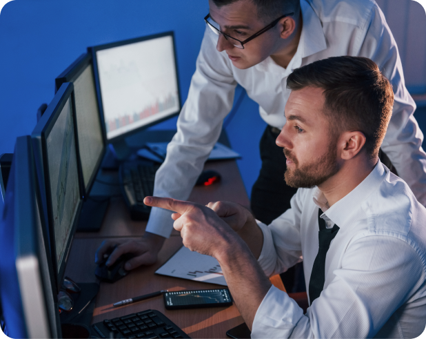 Facilities management team working in a commercial office space