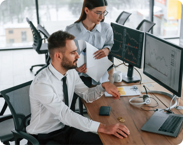 Facilities management team working in a commercial office space