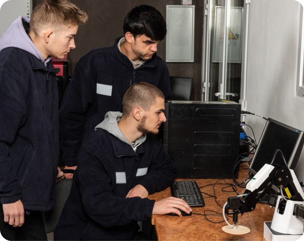 Facilities management team working in a commercial office space