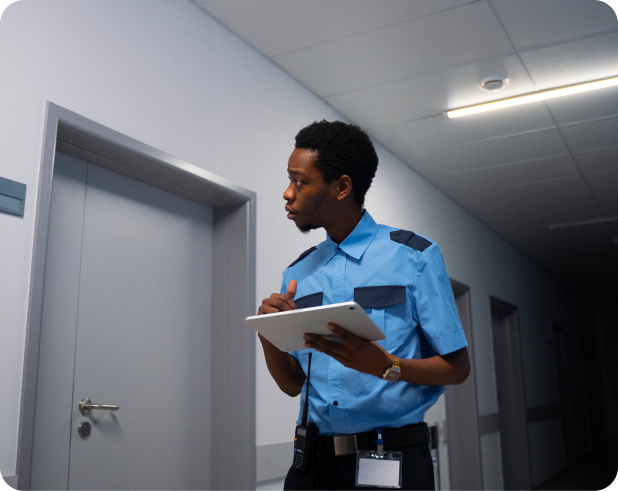 Facilities management team working in a commercial office space