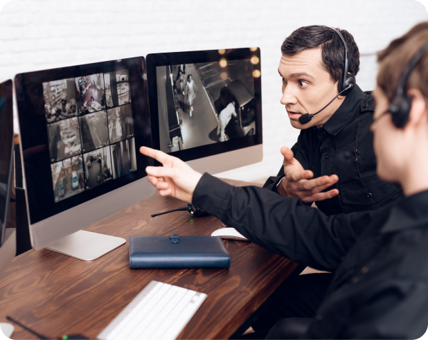 Facilities management team working in a commercial office space