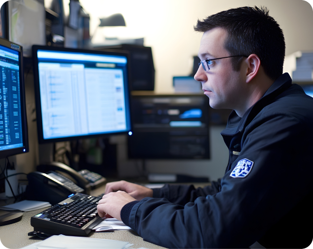 Facilities management team working in a commercial office space